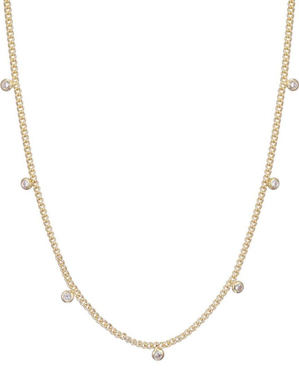 Adornia Metallic 14K Plated Cz Droplet Curb Chain Necklace