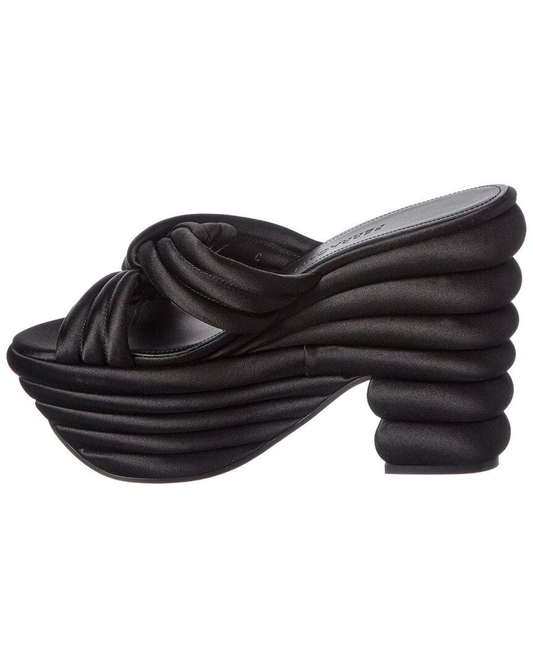 Ferragamo Black Woven Satin Sandal
