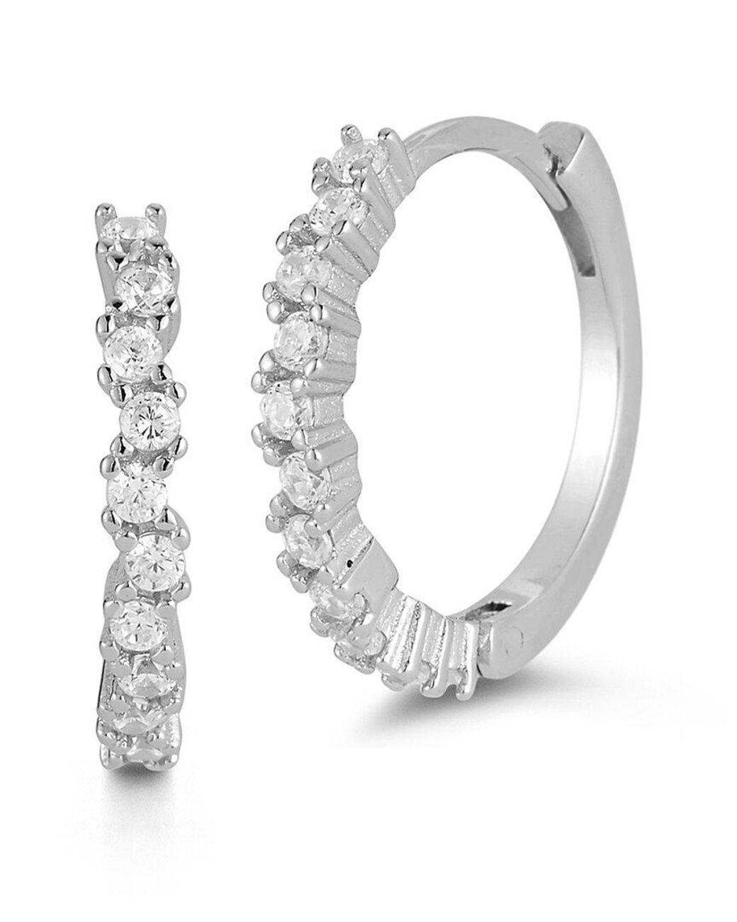 Glaze Jewelry White Silver Cz Huggie Earrings
