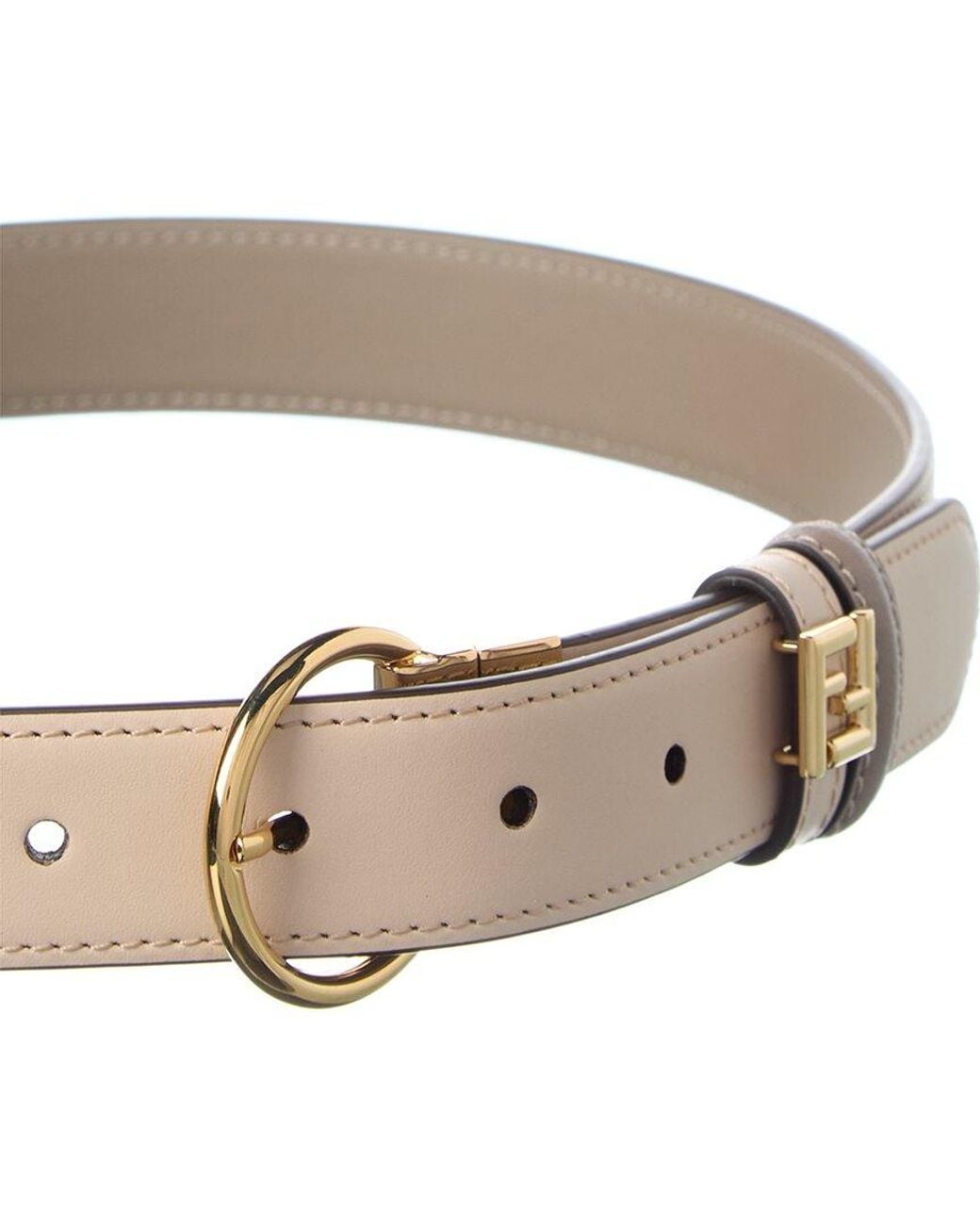 Fendi White Ff Leather Belt