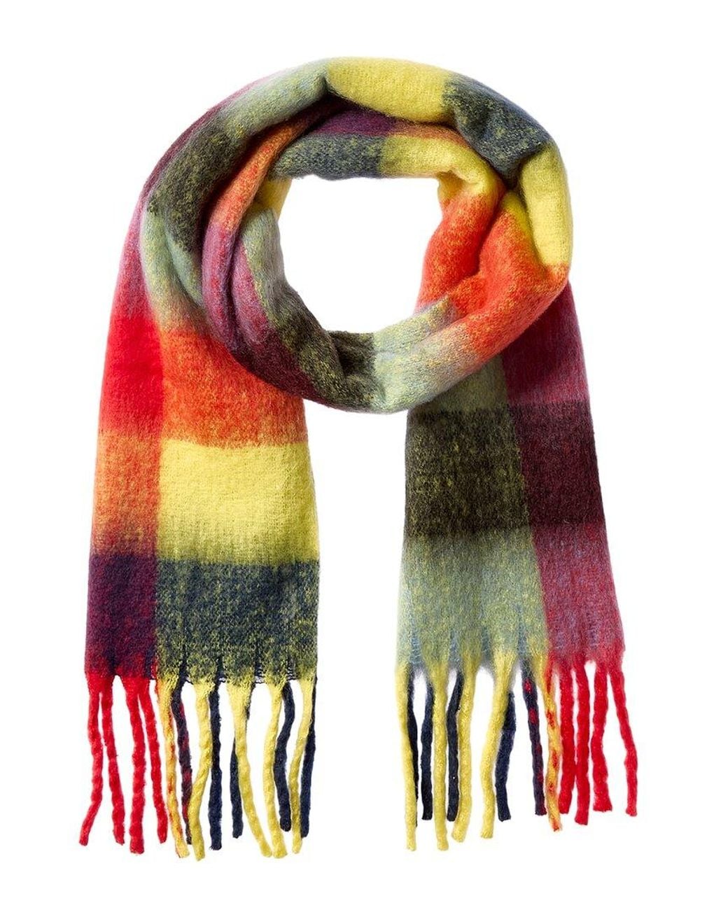La Fiorentina Red Plush Fringe Scarf