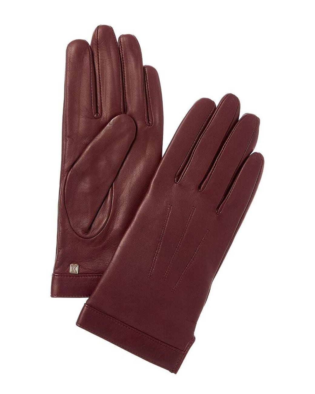 Bruno Magli Red Cashmere-Lined Leather Gloves