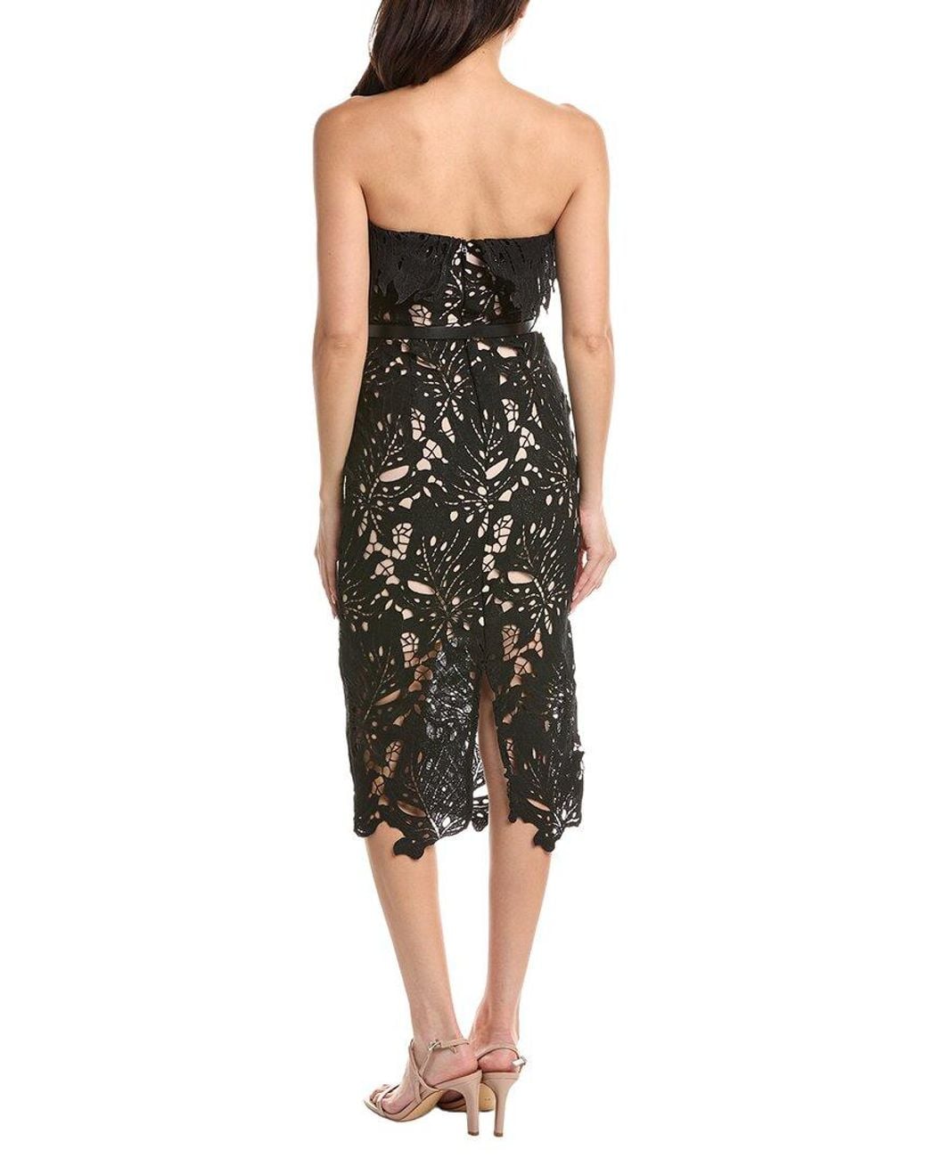 AMINA GLAM Black Solid Midi Dress
