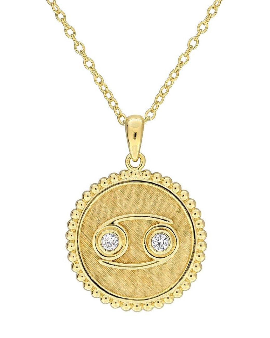 Rina Limor Metallic Zodiac Sign Plated 0.35 Ct. Tw. Lab-Grown Created Sapphire Virgo Pendant
