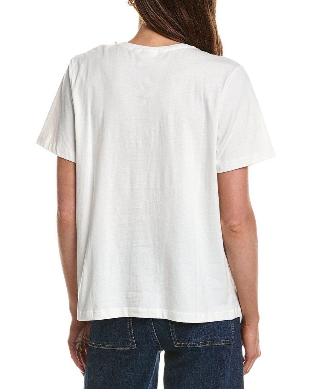 Ichi White Runela Embellished Neck T-Shirt