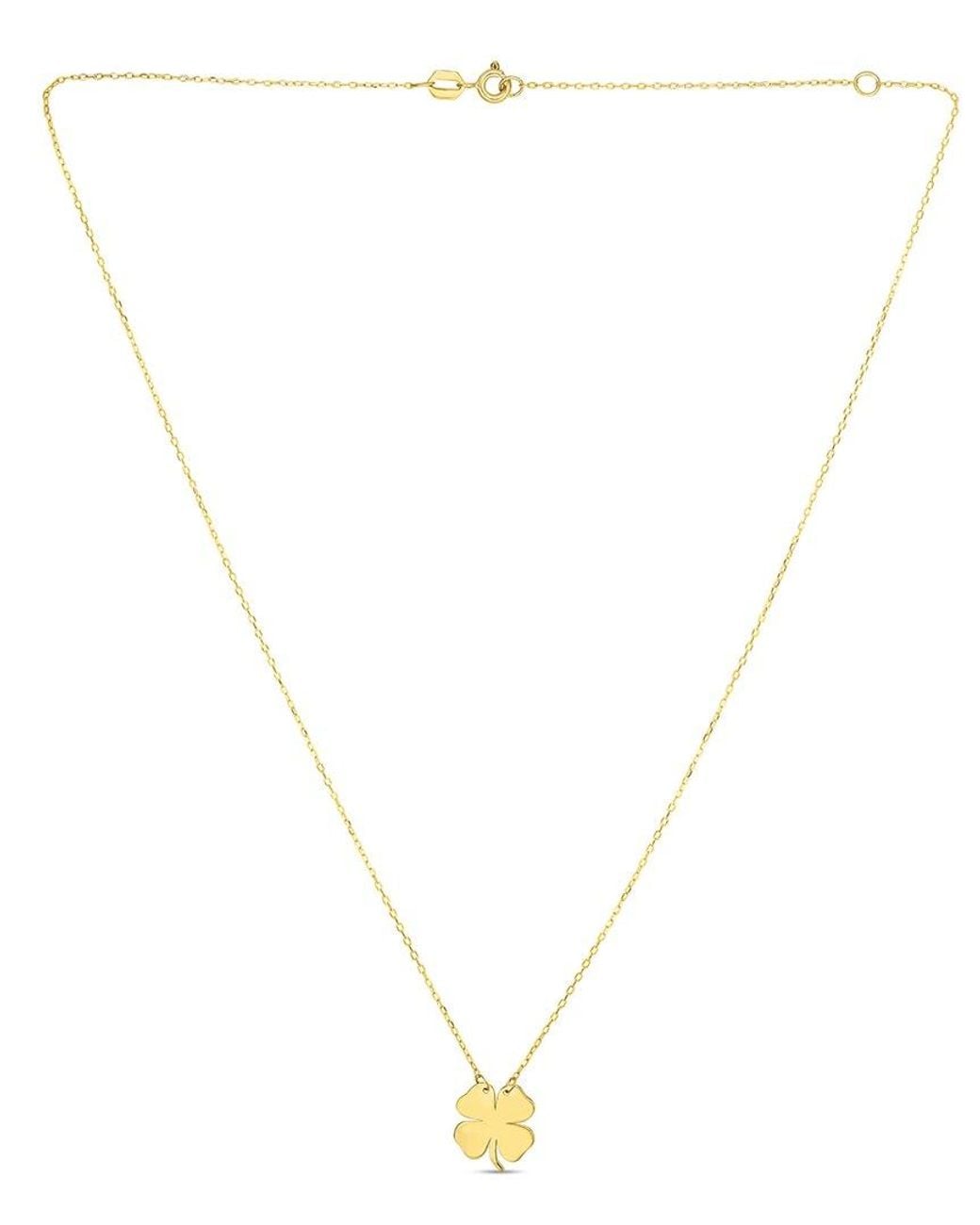 Italian Gold White 14K Clover Necklace