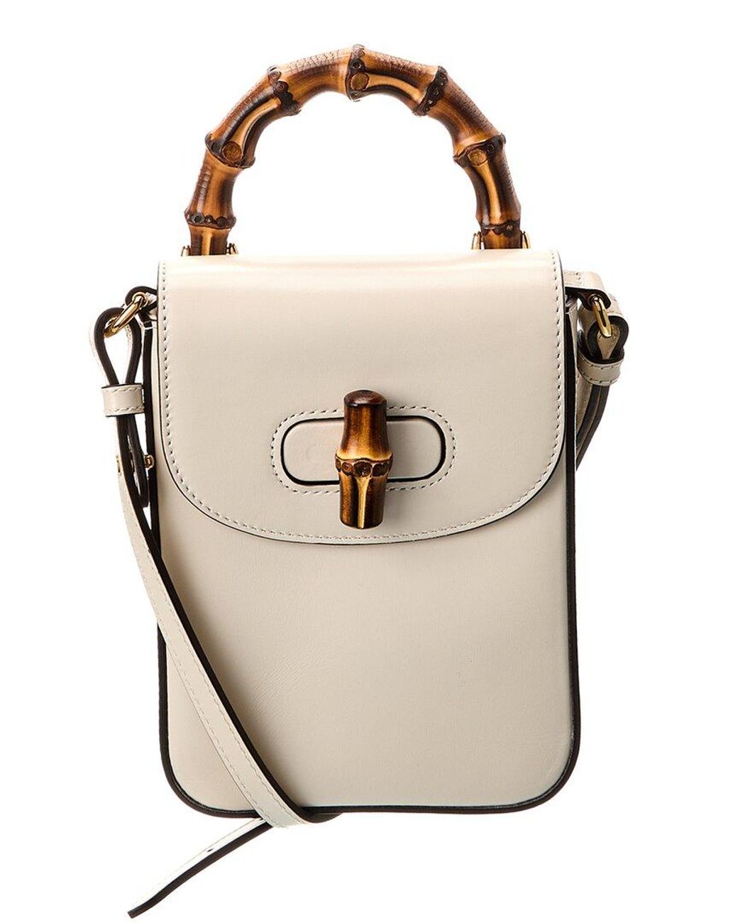 Gucci Bamboo Mini Leather Phone Pouch in White Lyst Australia