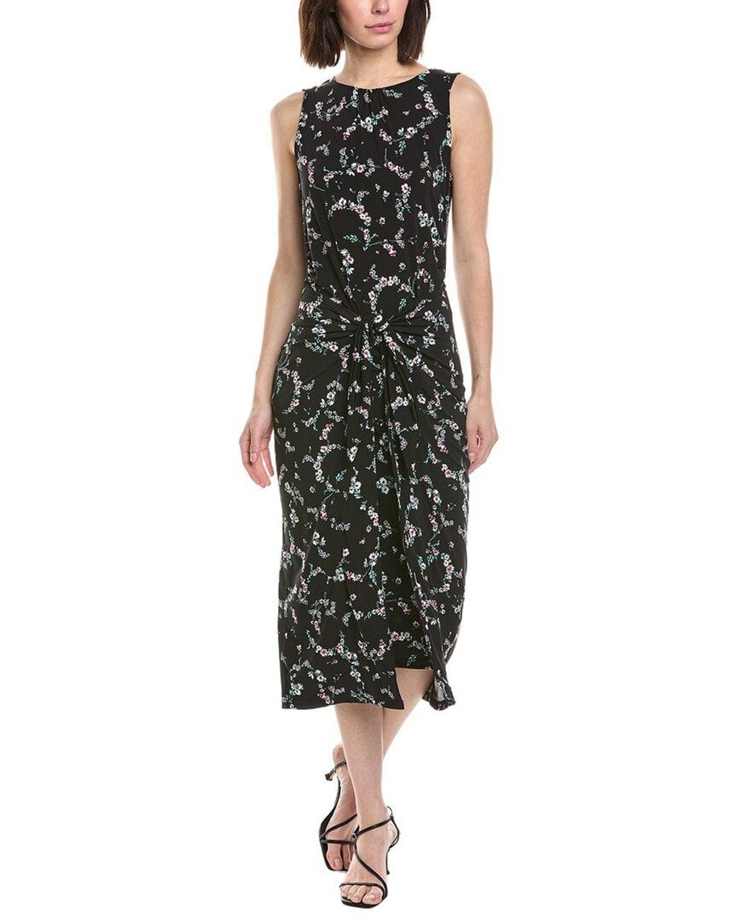 Cece Black Wrap Front Midi Dress
