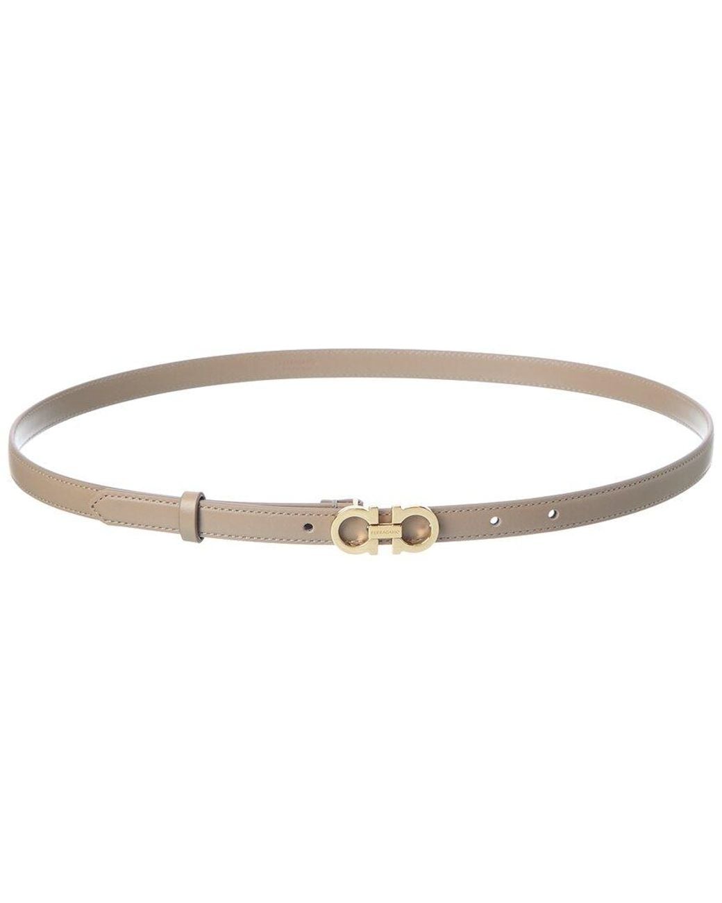 Ferragamo White Gancini Leather Belt
