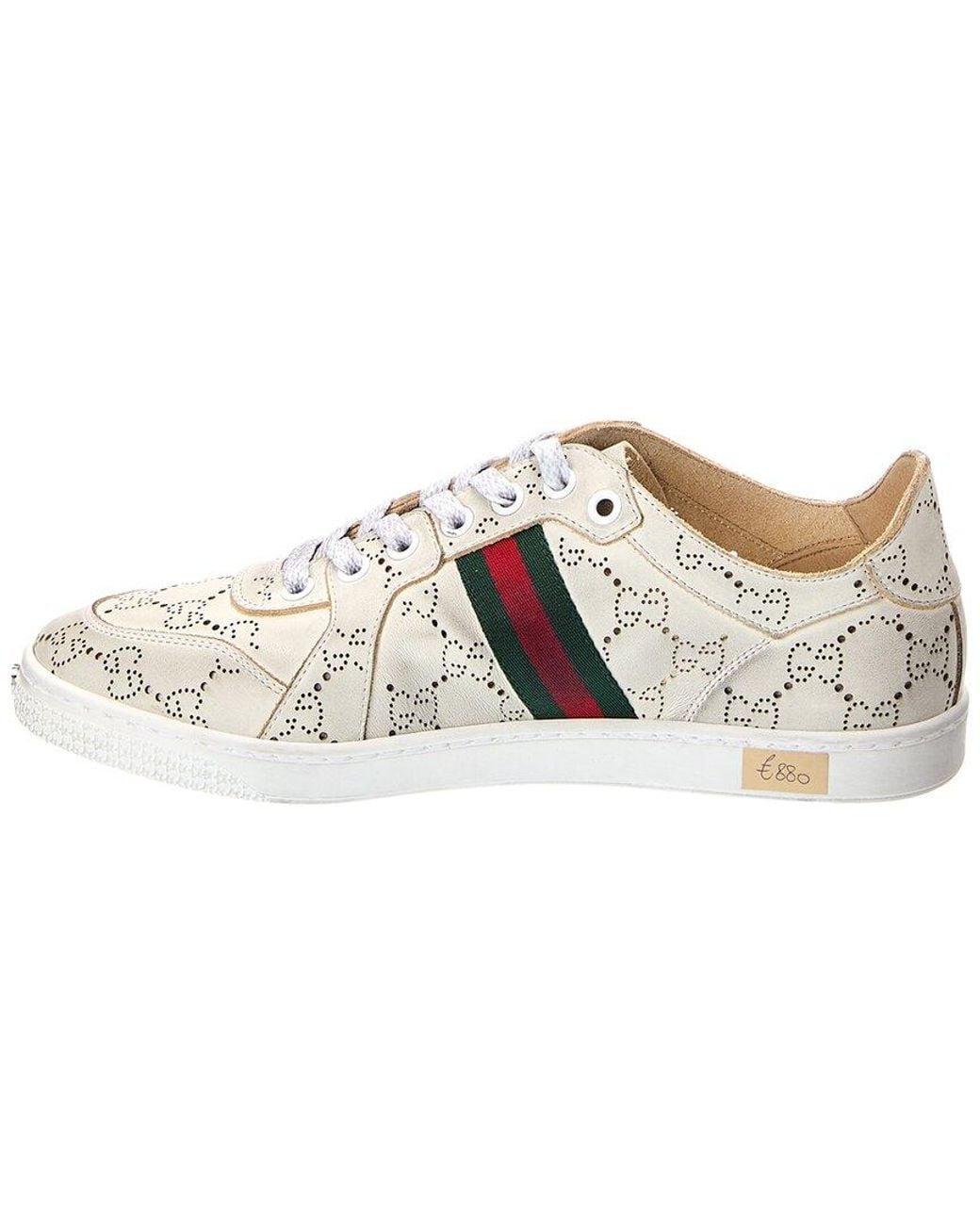 Gucci White Gg Stretch Low Top Leather Sneaker