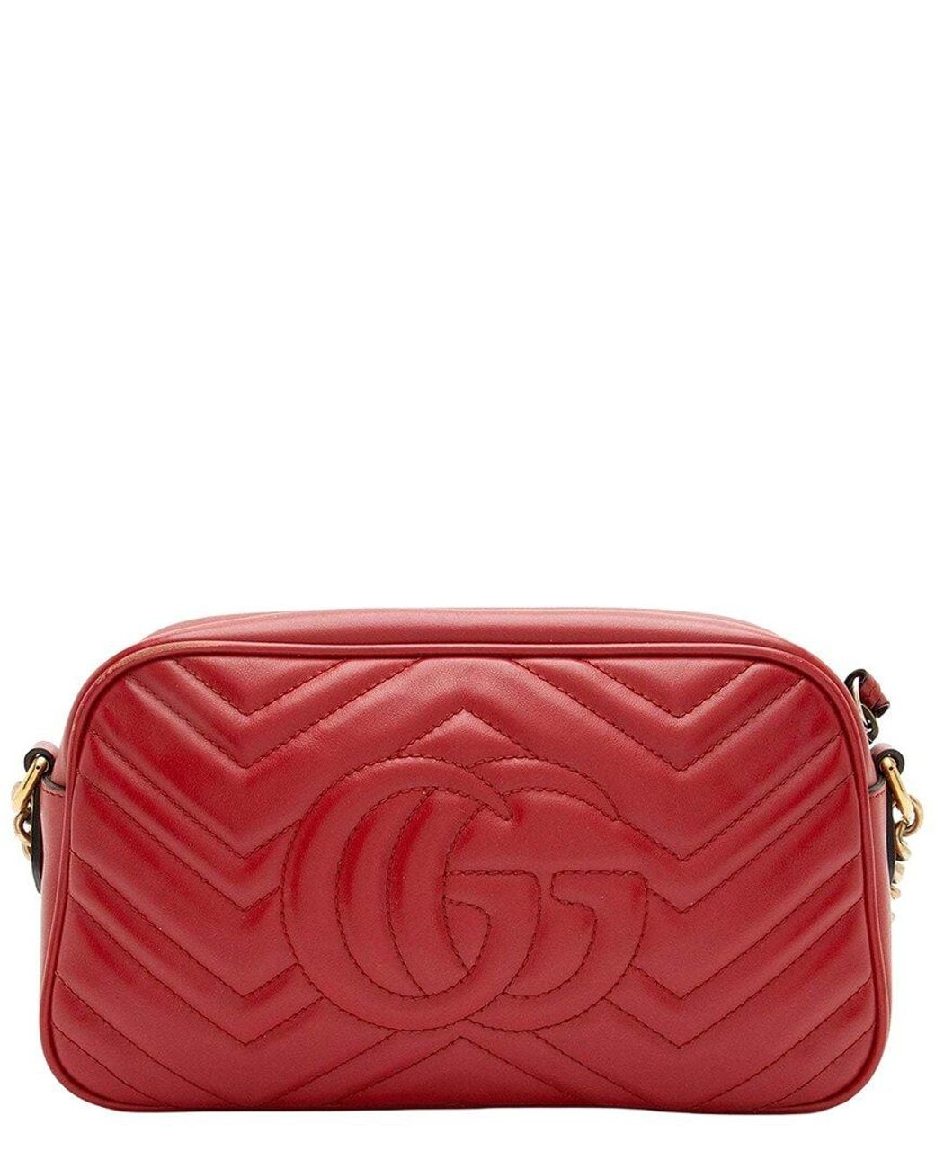 Gucci Red Matelassé GG Marmont Small Camera Bag (authentic Pre-loved)