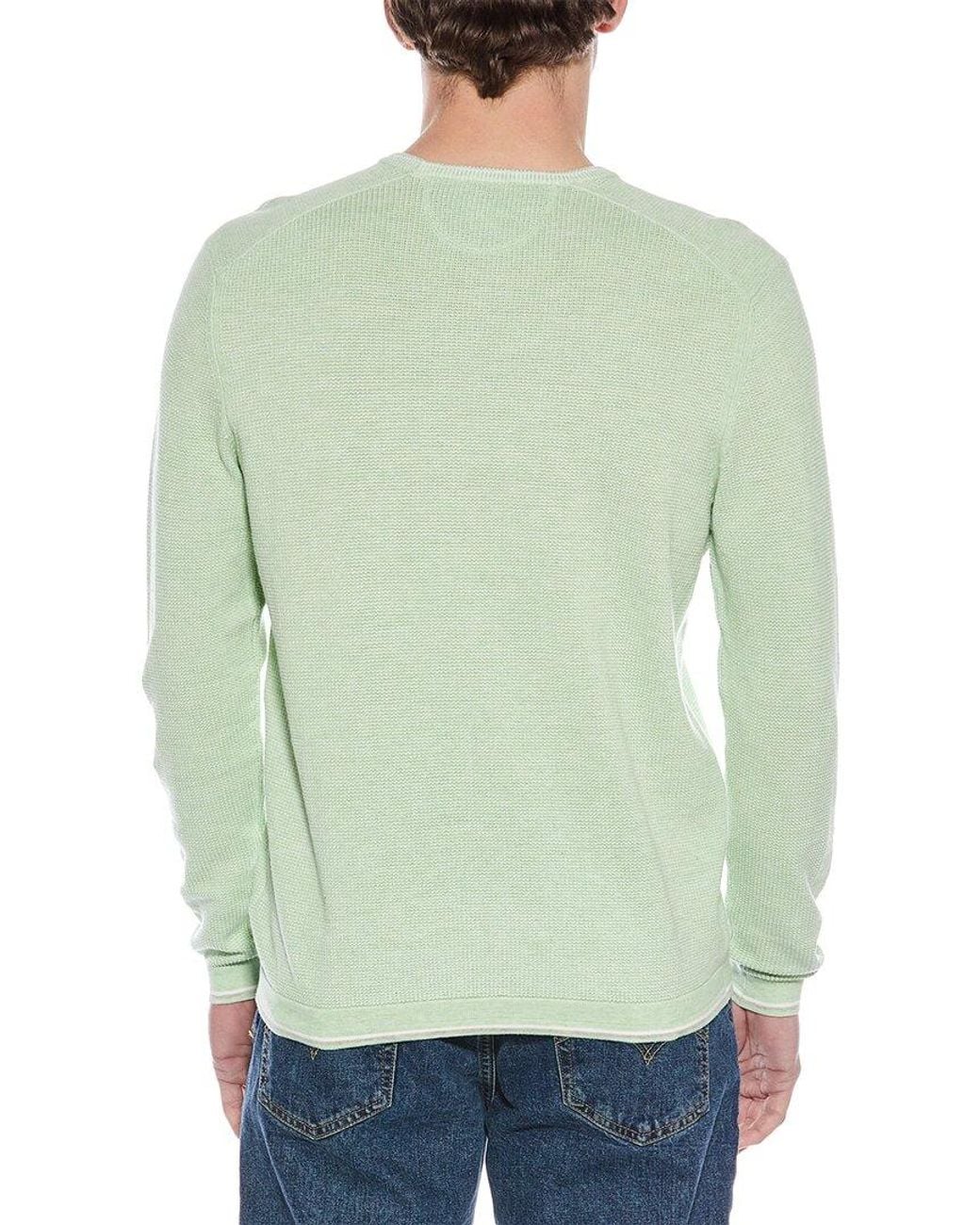 Raffi Green Vanise Waffle Knit Crewneck Sweatshirt for men