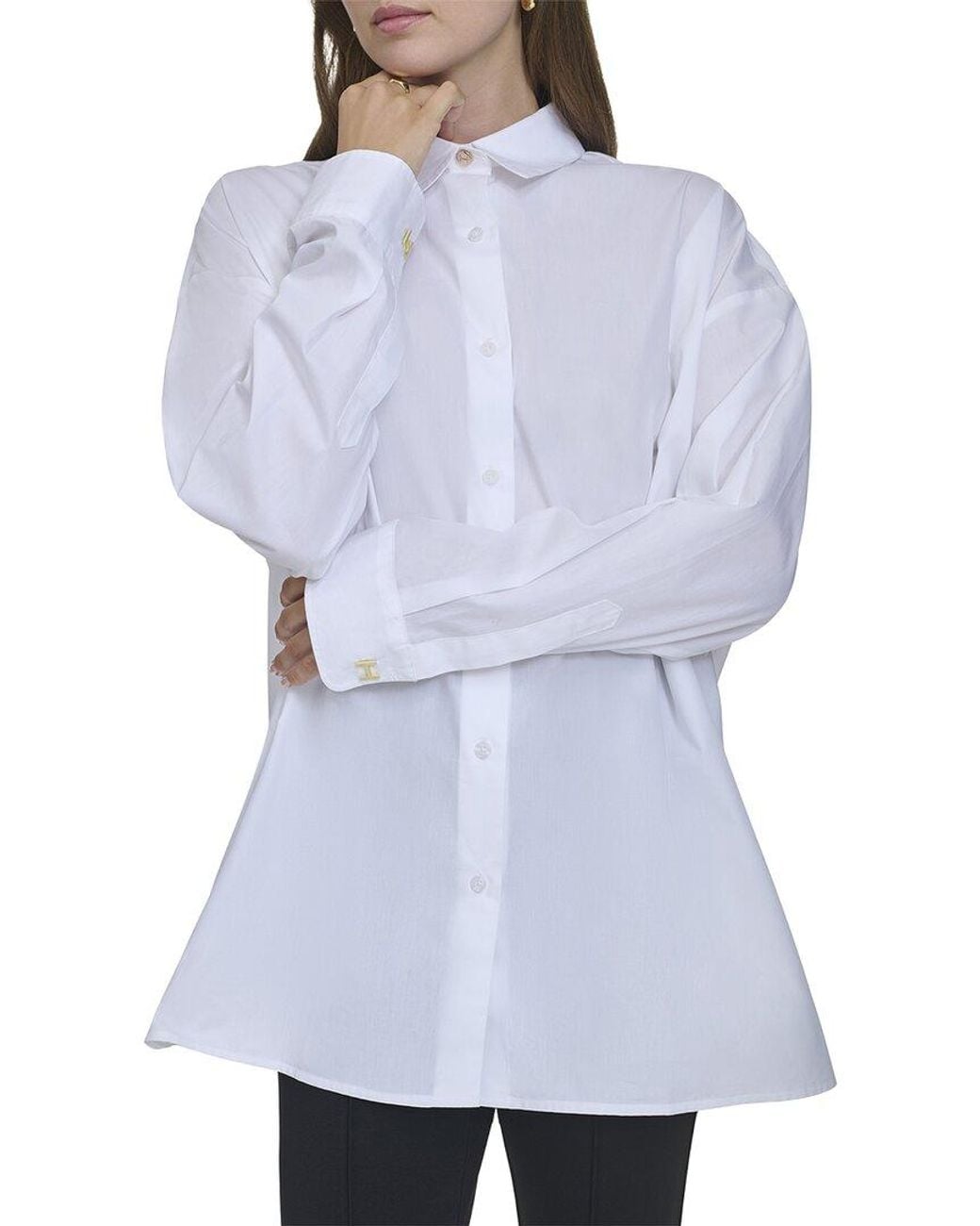 Halston Heritage Blue Oversized Button Up Shirt