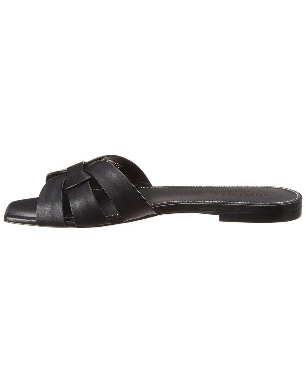Saint Laurent Black Tribute Croc-embossed Leather Sandal