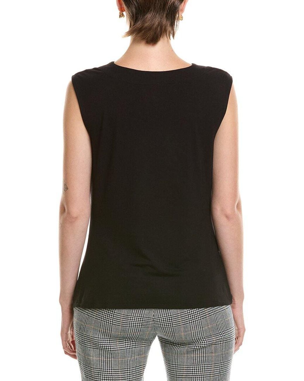 Anne Klein Black Pleated Cowel Neck Top
