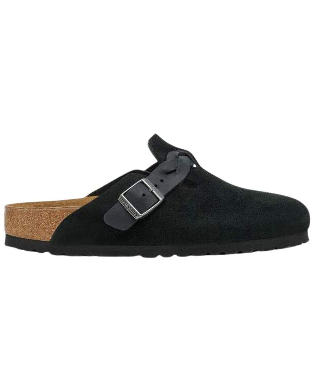 Birkenstock Black Boston Braided Suede Sandal