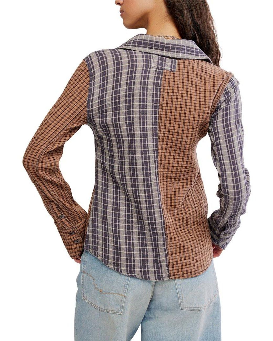 Free People Multicolor Benny Slim Plaid Top