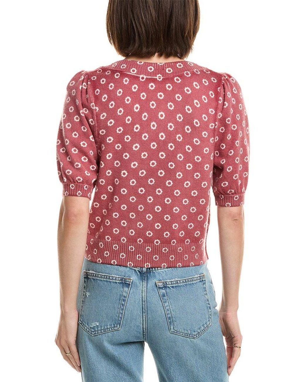 Free People Red Isla Pattern Wool & Cashmere-Blend Cardigan