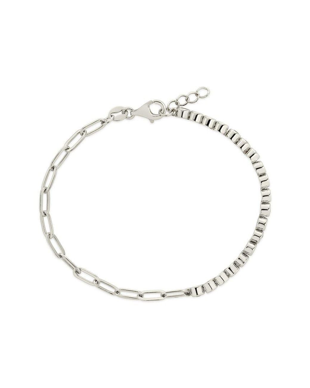 Sterling Forever White Cz Chain Bracelet