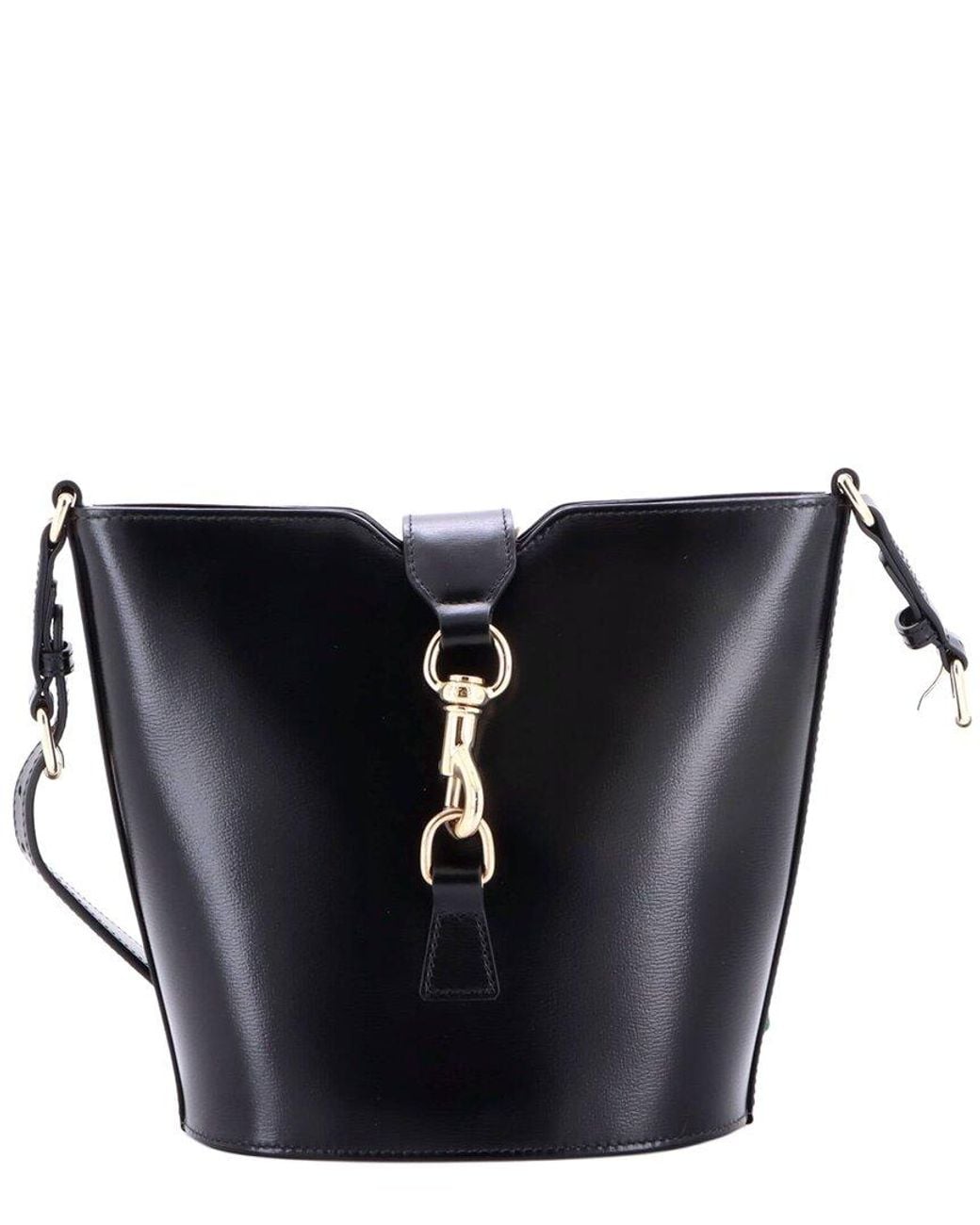 Gucci Black Sheep Leather Jackie Web Bucket Bag (Authentic Pre-Loved)