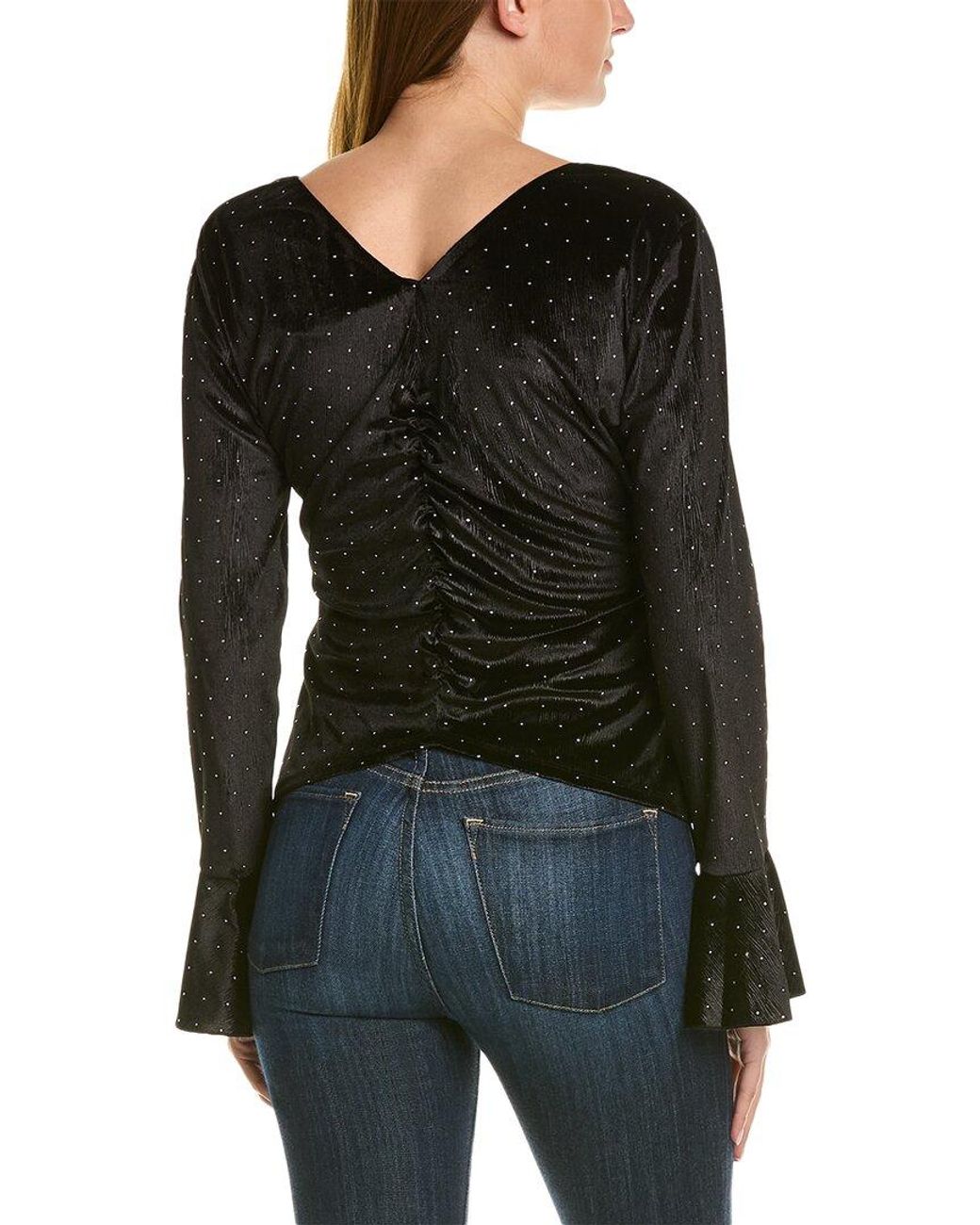 BCBGMAXAZRIA Black Ruched Top
