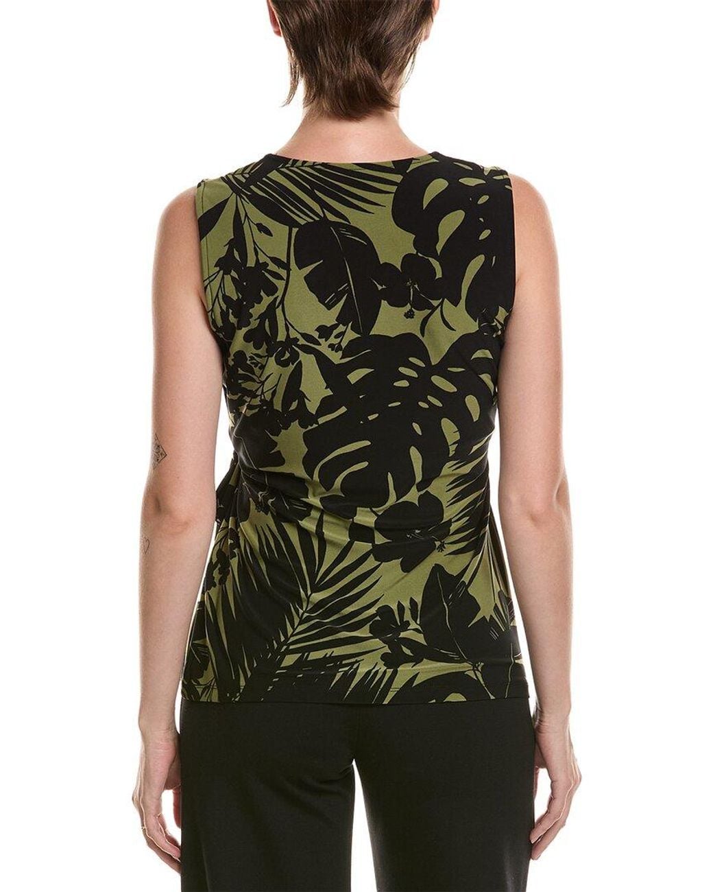 Anne Klein Green Printed Wrap Top