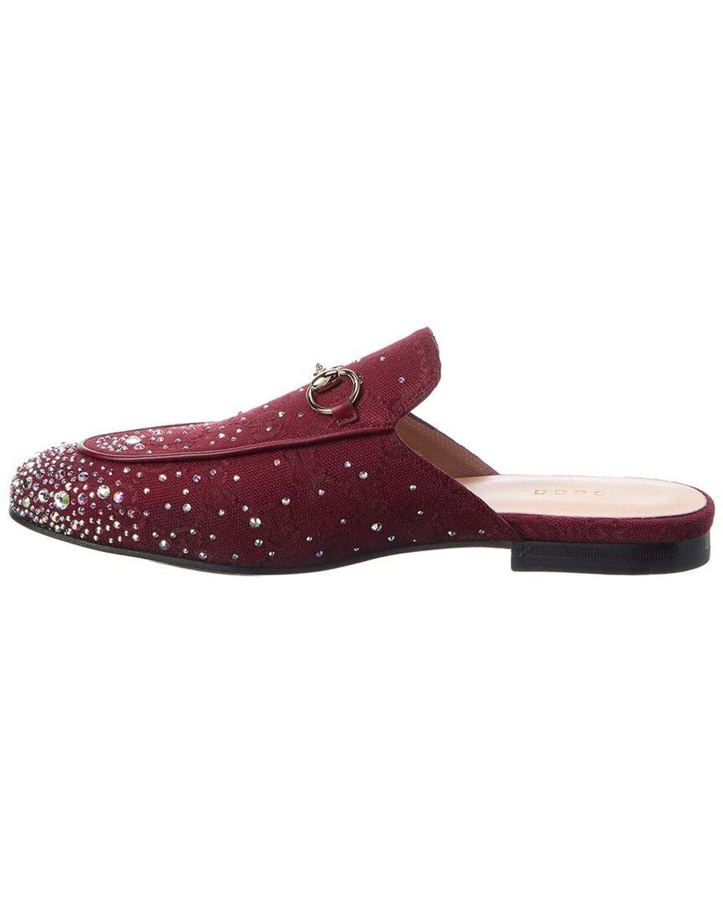 Gucci Red Princetown Gg Canvas Mule