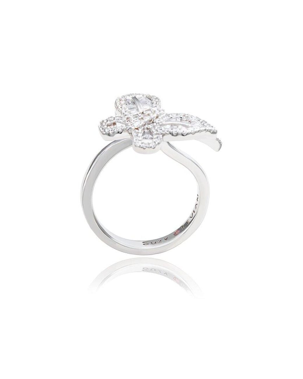 Suzy Levian White Silver Cz Ring