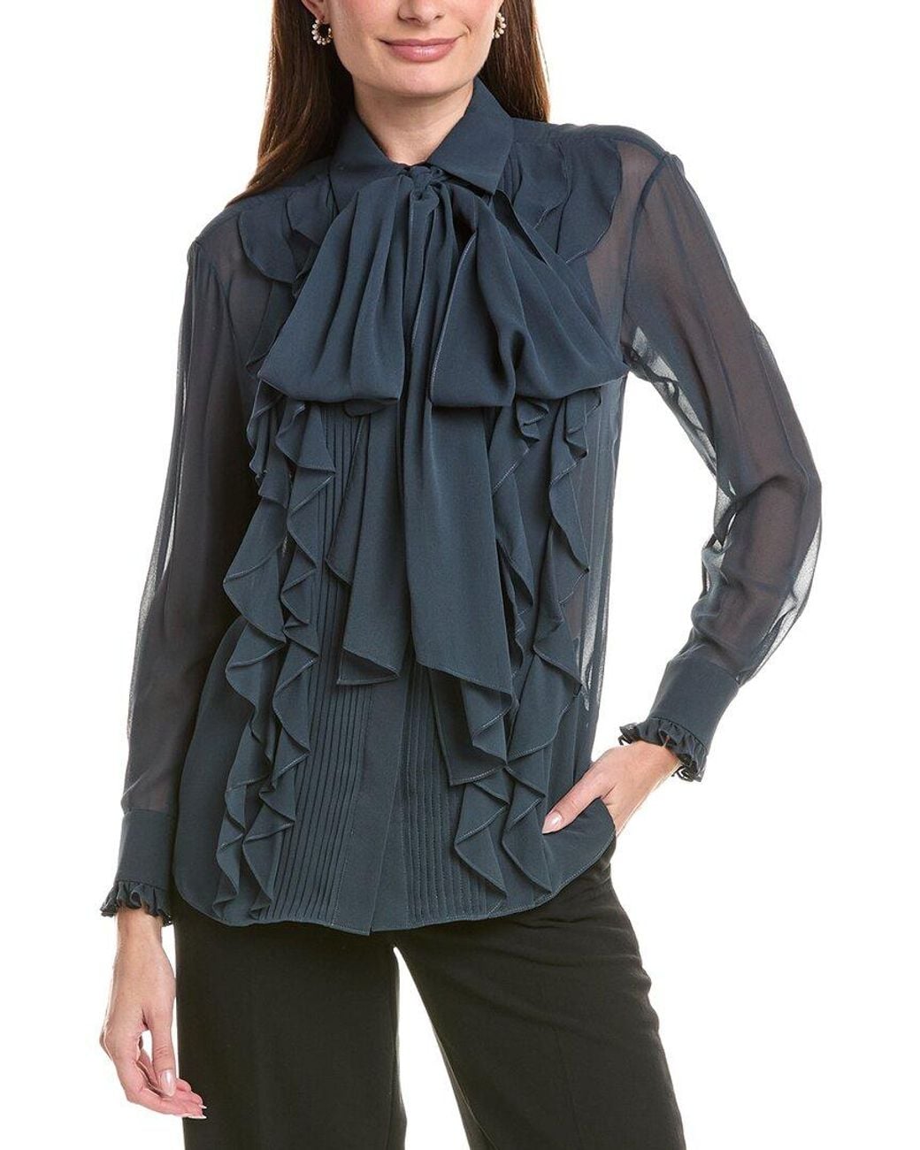 Lafayette 148 New York Blue Silk Blouse