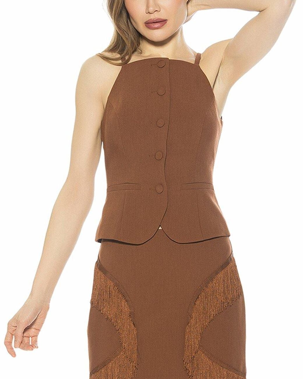 Alexia Admor Brown Ziv Vest Top
