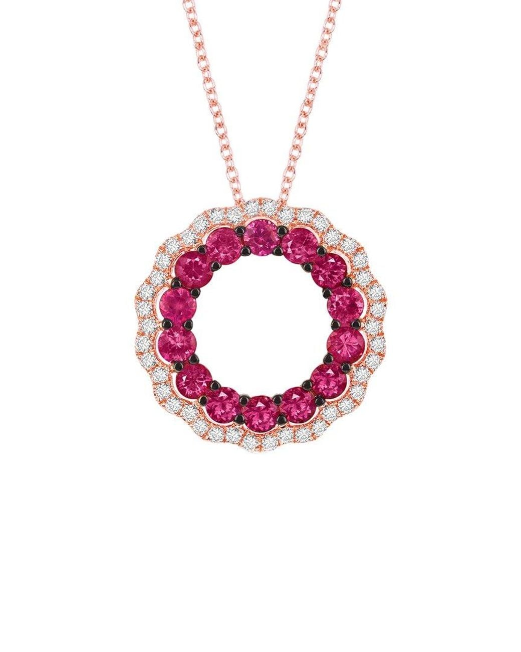 Le Vian Pink 14k Strawberry Gold 1.38 Ct. Tw. Diamond & Ruby Pendant Necklace