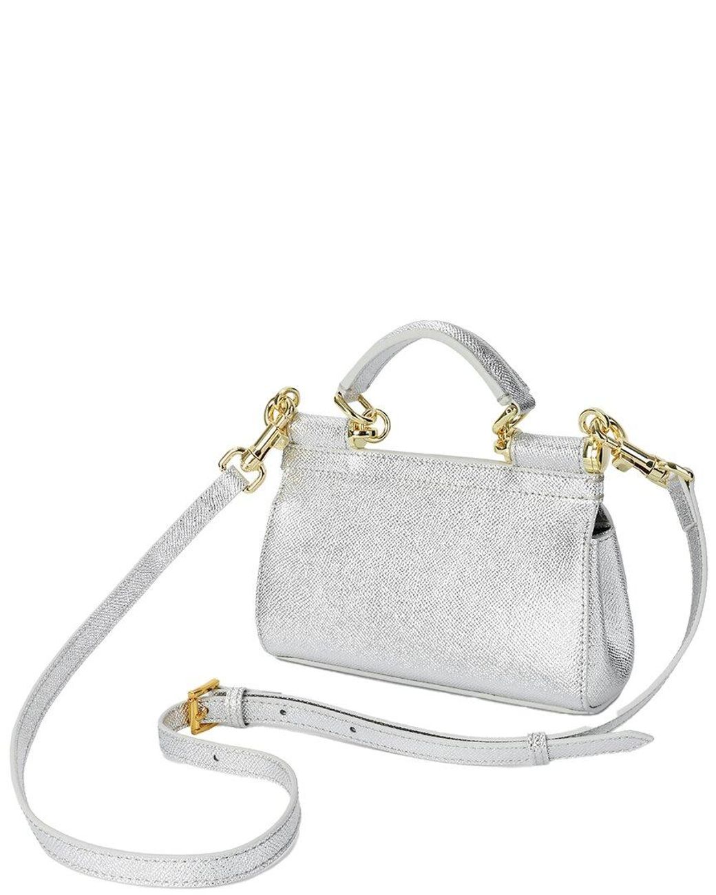 Tiffany & Fred Paris Gray Saffiano Leather Top-Handle Crossbody