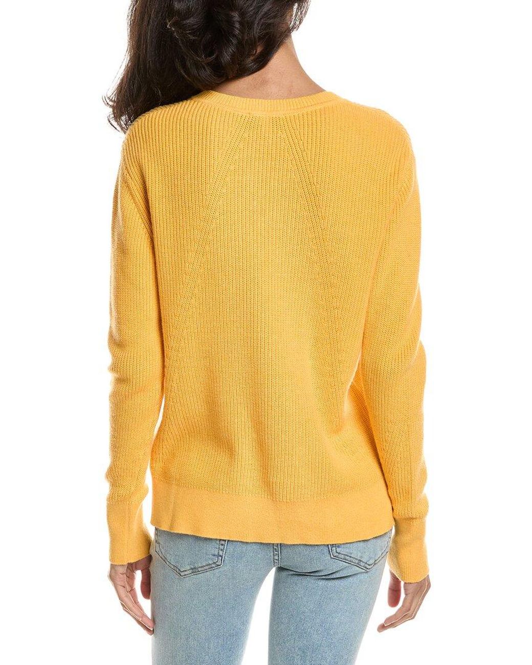 Forte Yellow Lace-Up Rib Crewneck Sweater