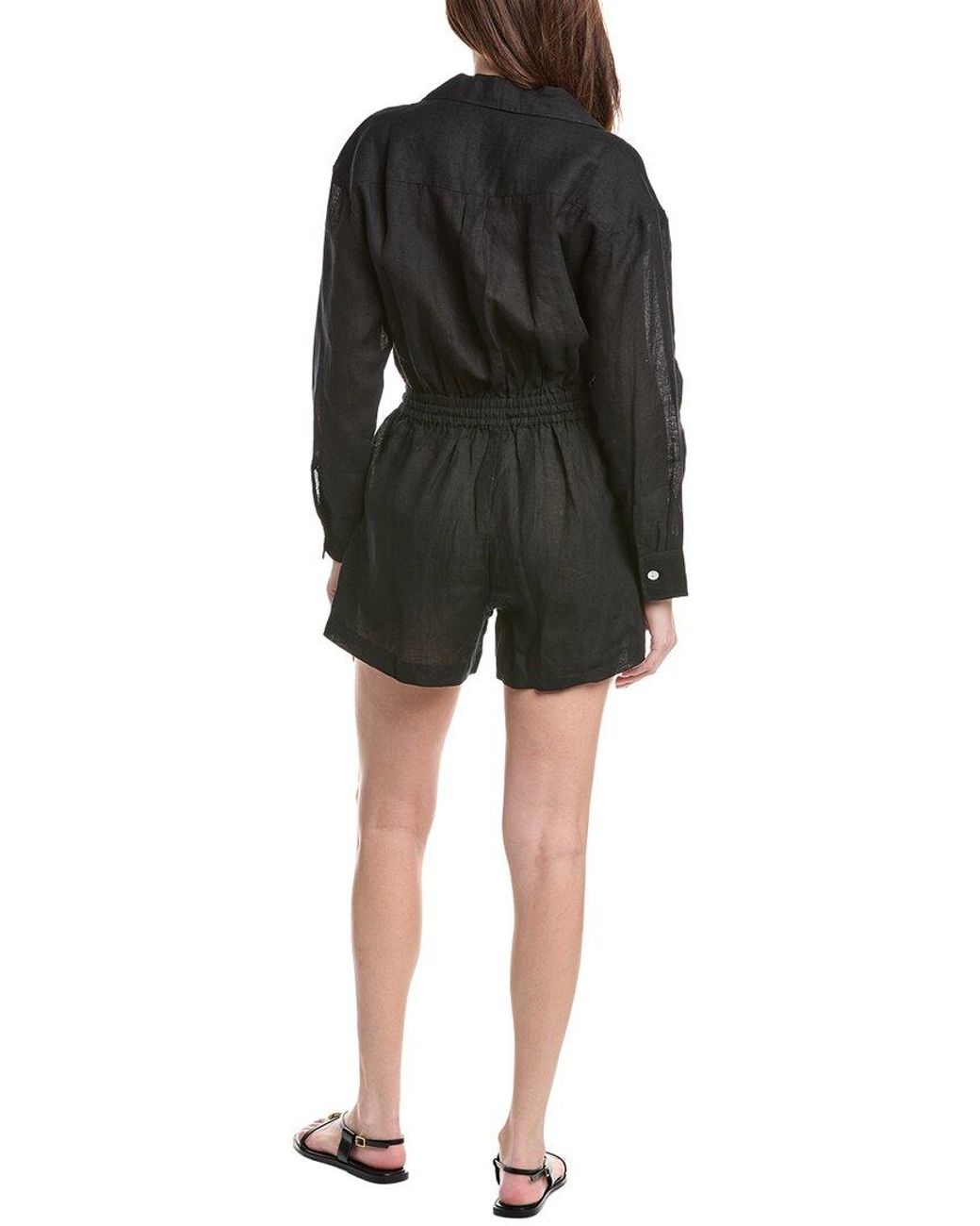 Vitamin A Black The Getaway Linen Romper