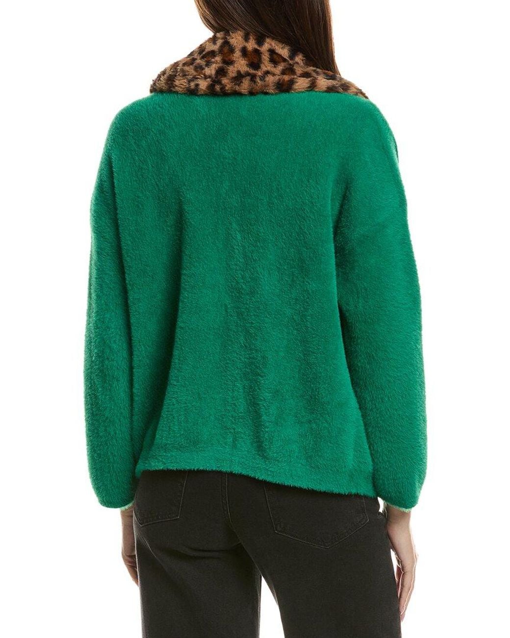 NVLT Green Eyelash Knit Bomber Coatigan
