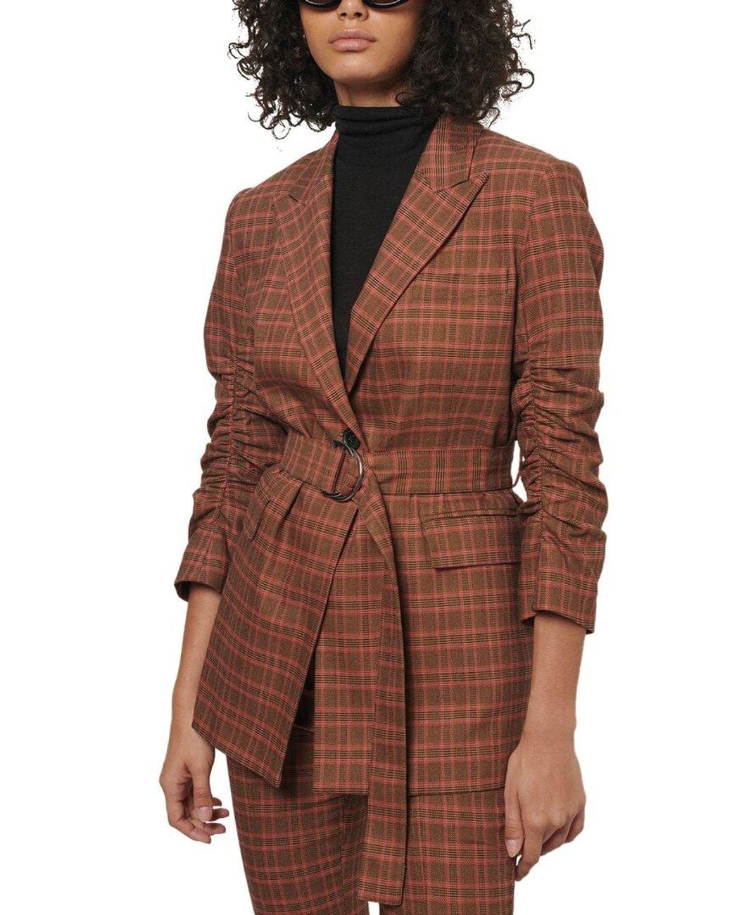 10 Crosby Derek Lam Brown Harrison Gathered Sleeve Blazer