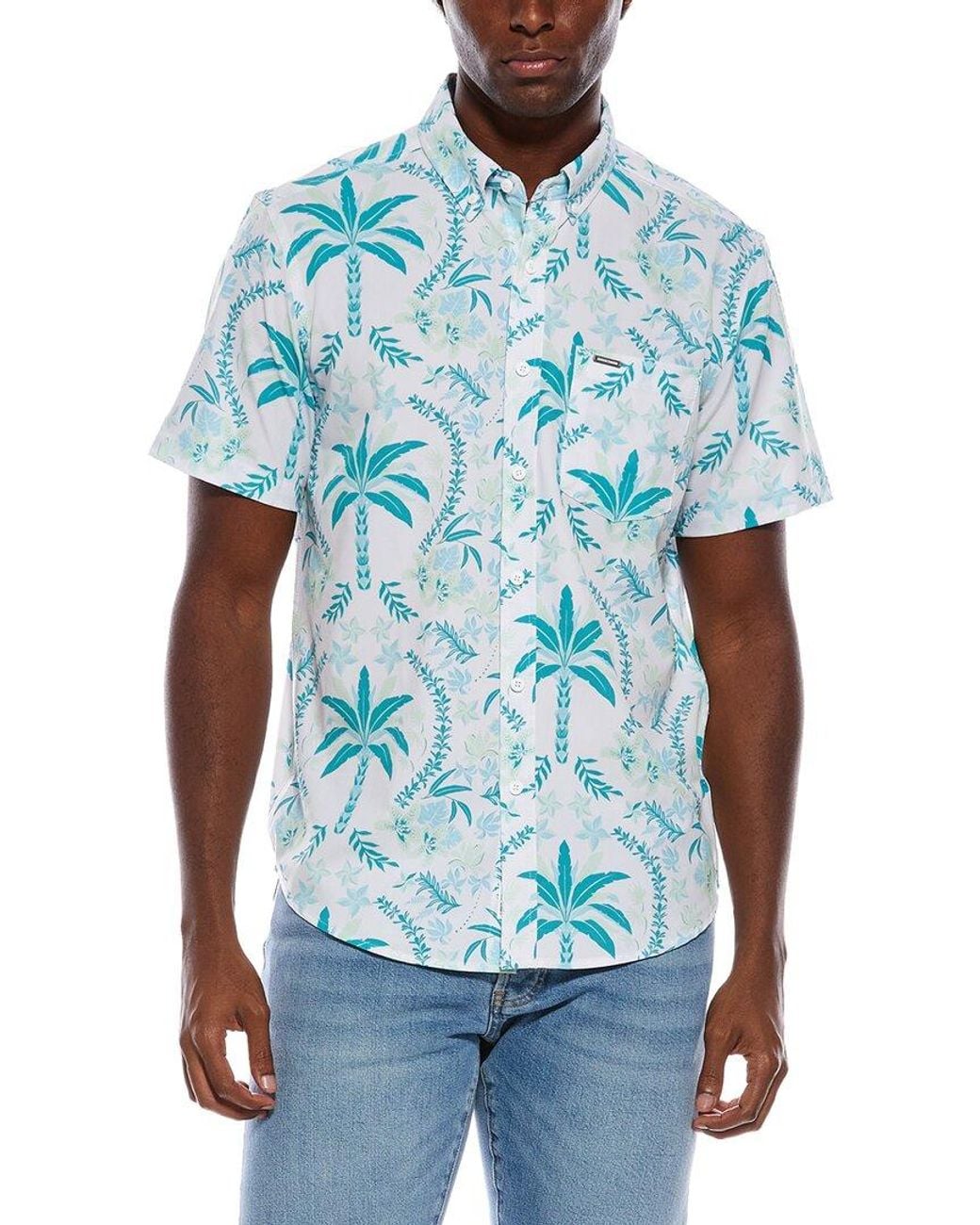 Vintage Summer Blue Printed Shirt for men