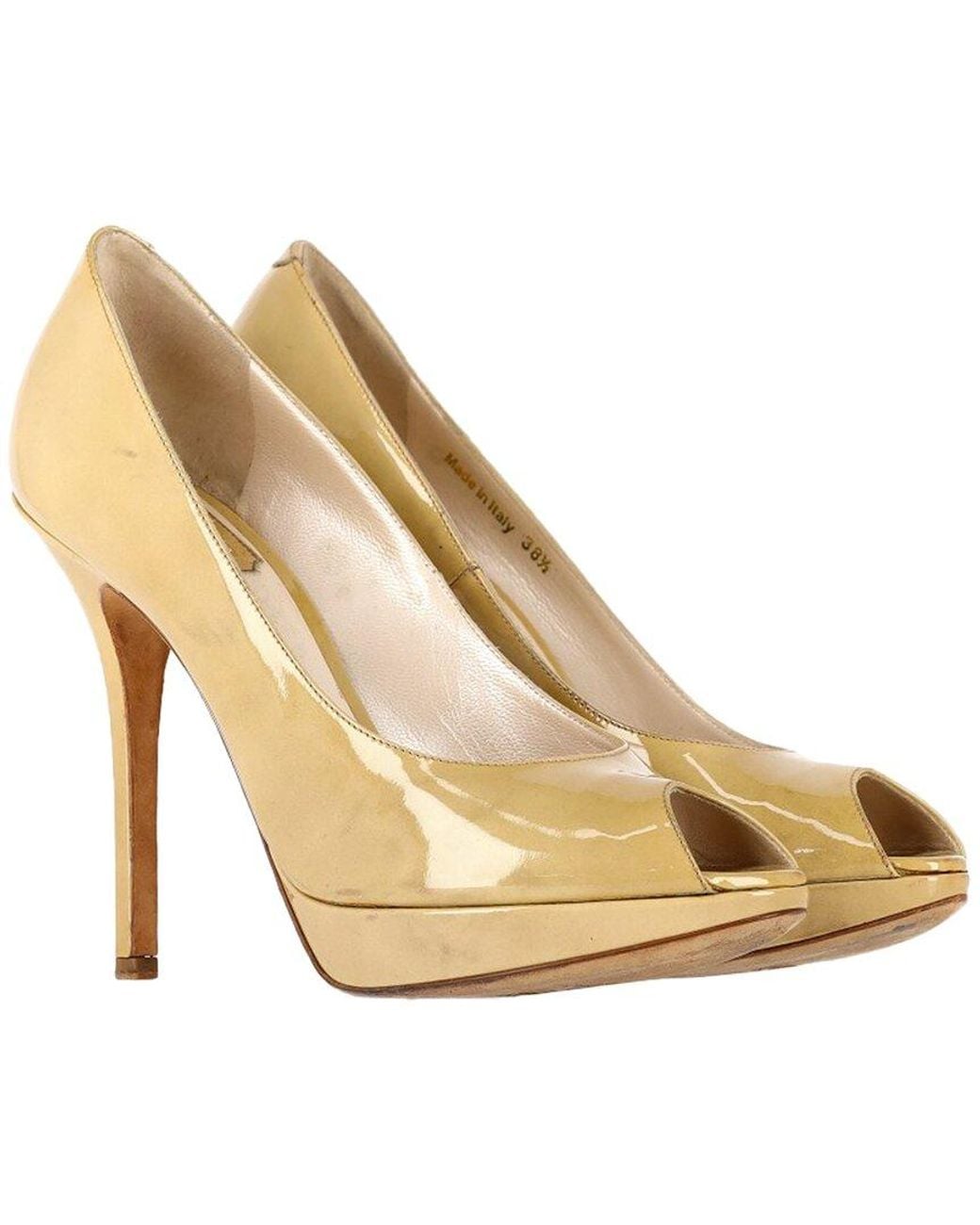 Dior Natural Patent Leather Miss Peep-toe Pump (authentic Pre-loved)