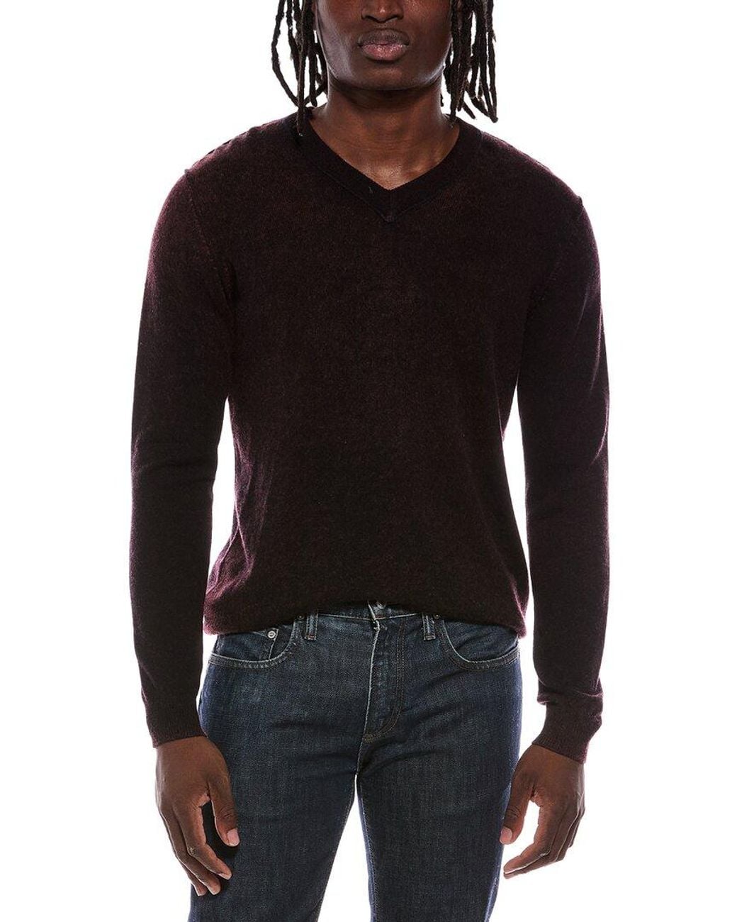 Autumn Cashmere Black Inked V-Neck 100% Cashmere Sweater for men