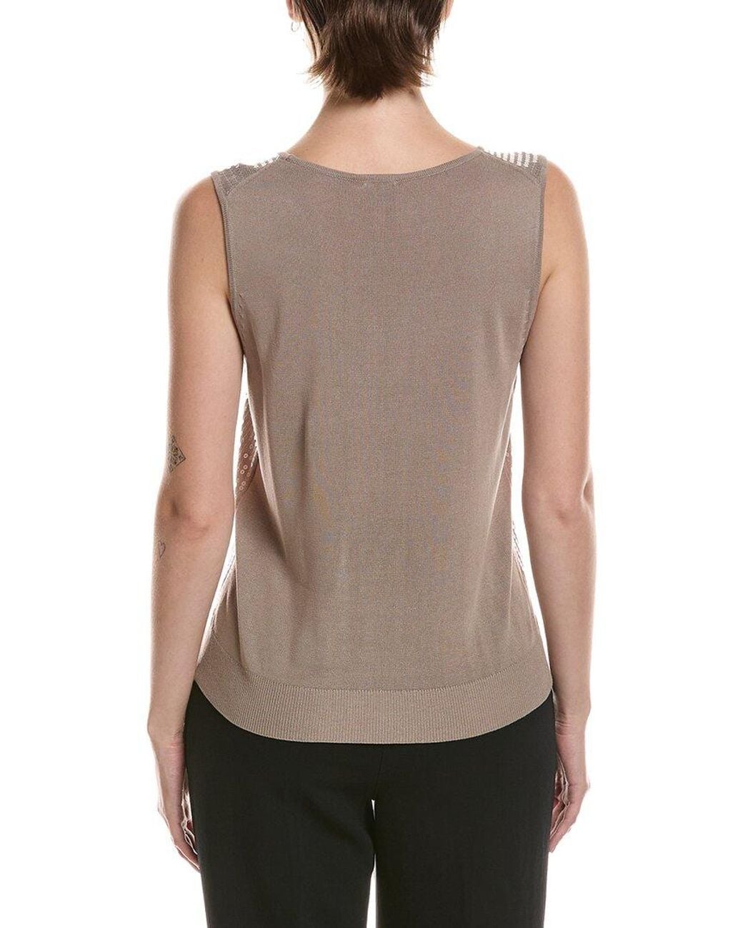 Anne Klein Brown Sequin Top