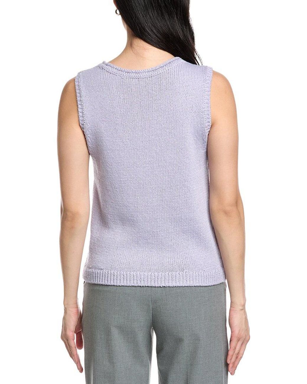 St. John Purple Scoop Neck Knit Tank