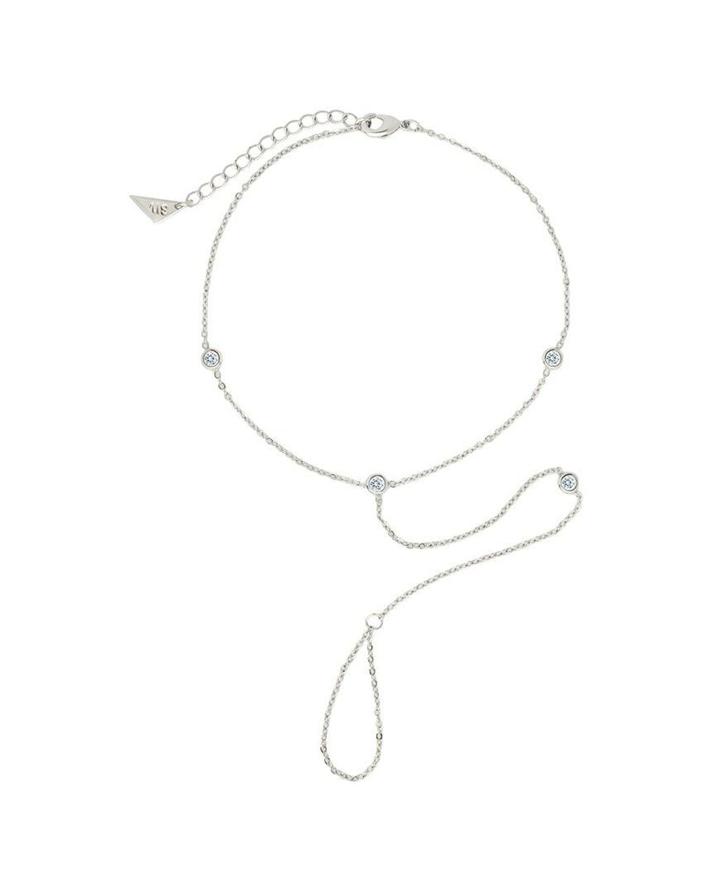 Sterling Forever White Cz Sylvia Chain Toe Anklet