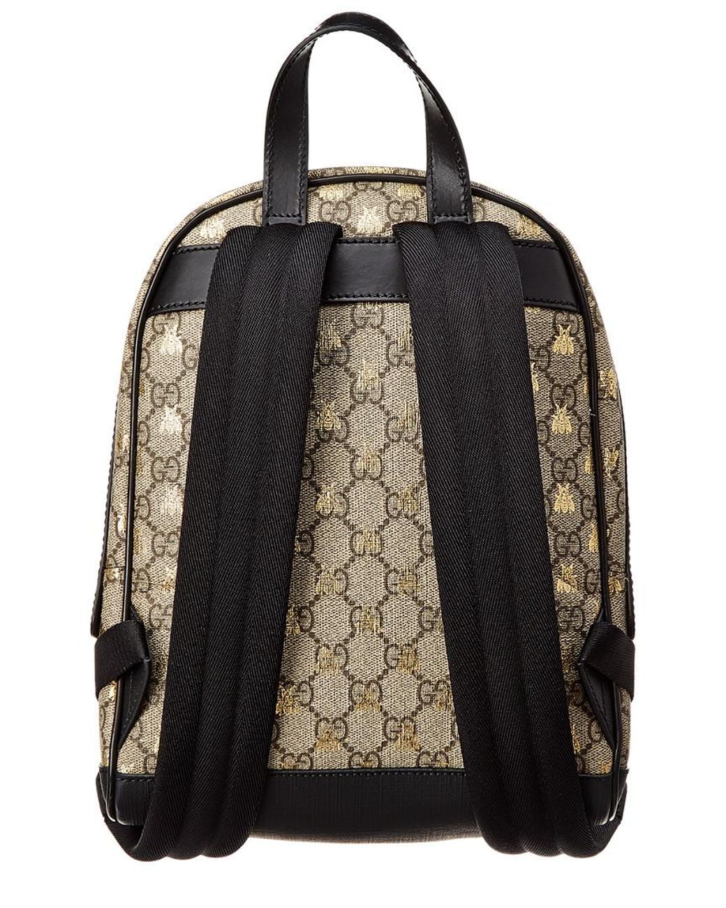 Gucci Black/Beige GG Supreme Coated Canvas And Leather Bees Backpack Gucci