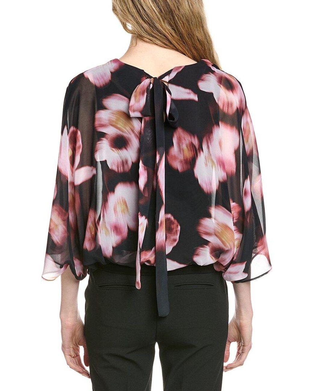 Joseph Ribkoff Red Batwing Sleeve Floral Top