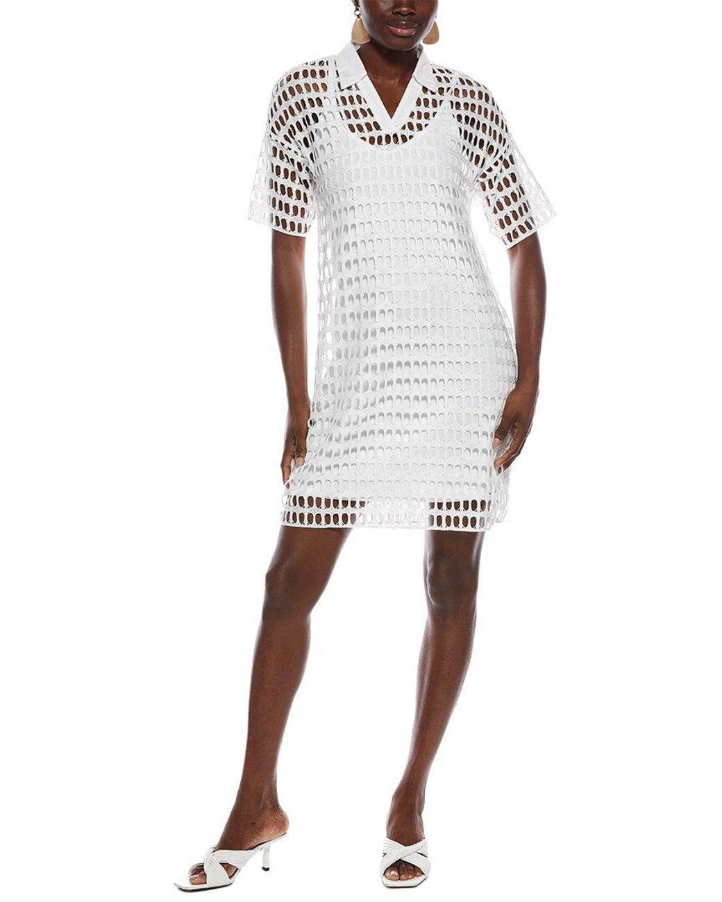 Marc Cain White Woven Eyelet Mini Dress