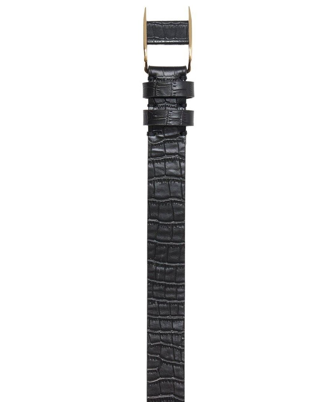 J.McLaughlin Black Allegra Croc-Embossed Leather Belt
