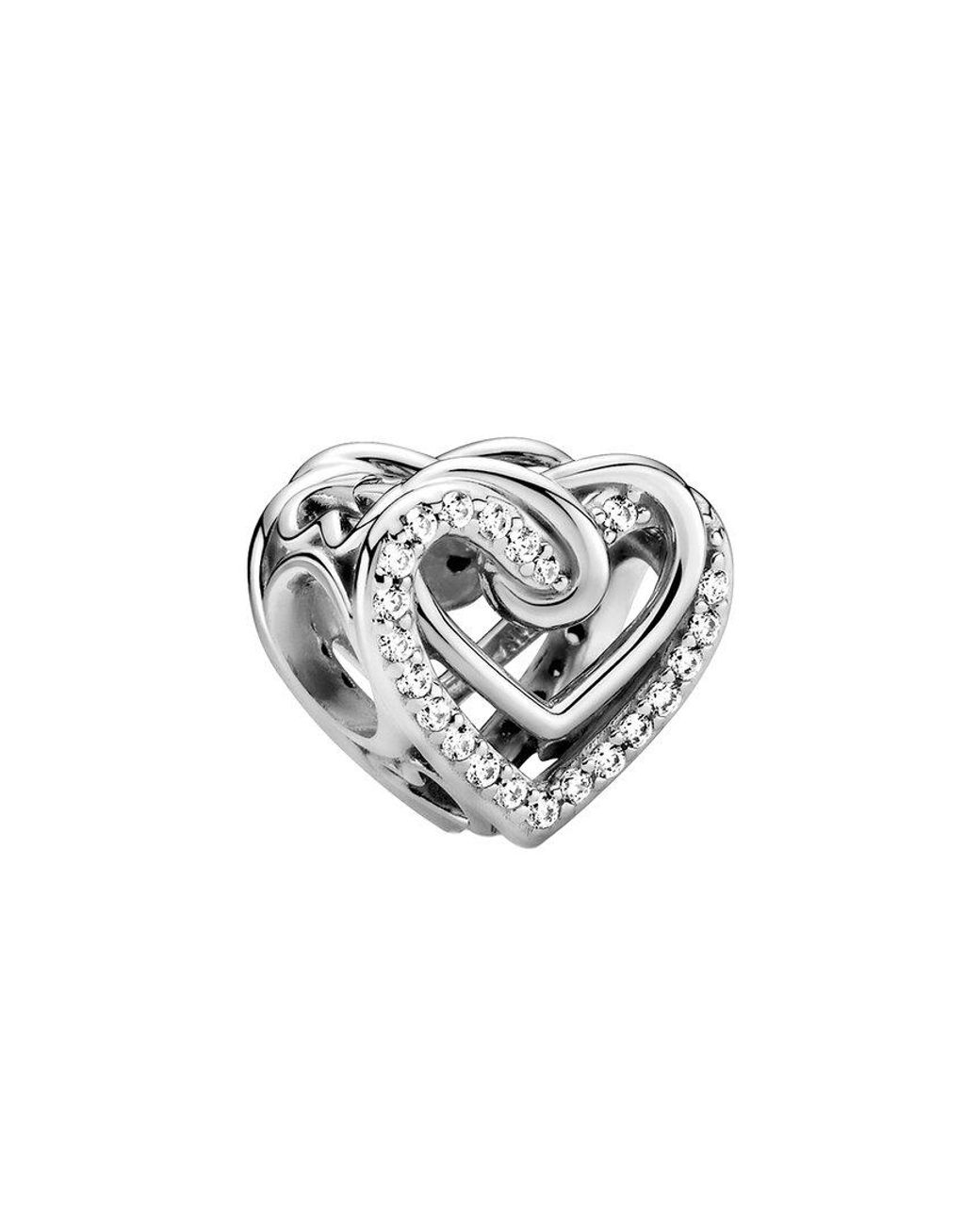 Pandora White Moments Cz Sparkling Entwined Hearts Charm