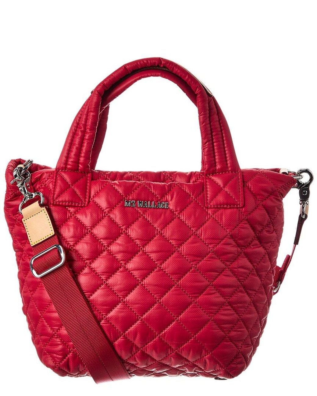 MZ Wallace Red Mini Metro Nylon & Leather Tote Deluxe