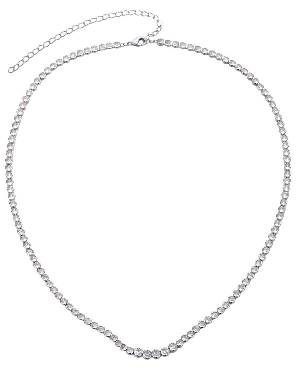 Adornia Metallic Plated Bezeled Crystal Tennis Necklace