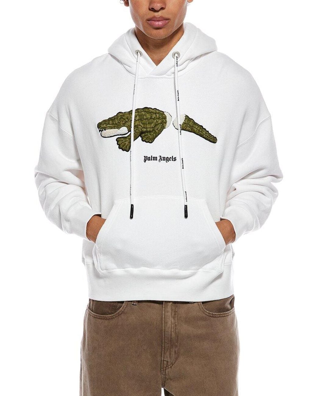 Palm Angels Gray Hooded Sweatshirt for men